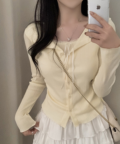 リボンレースレイヤードTシャツ YELLOW