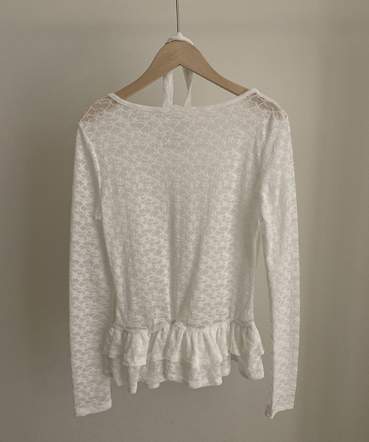 【タイ付き】チョーカーフリルティアードレースTシャツ