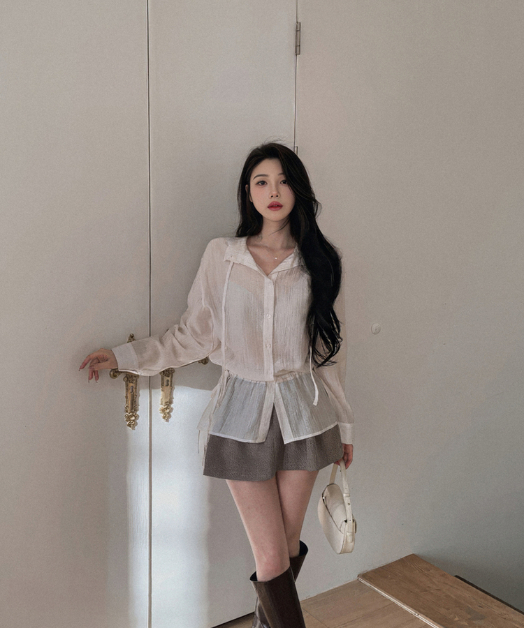 ストリングシャーリングブラウス IVORY