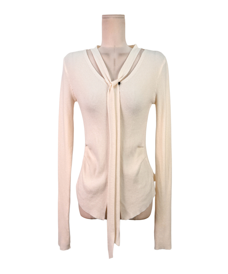 リブスリムフィットストラップカーディガン