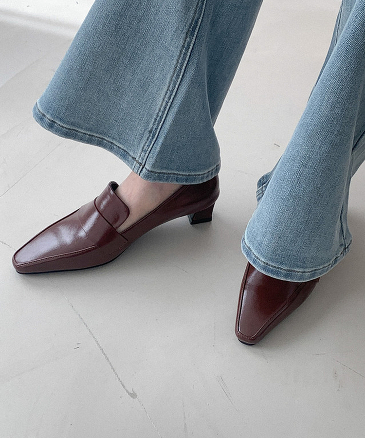 レザーローファーヒール BROWN