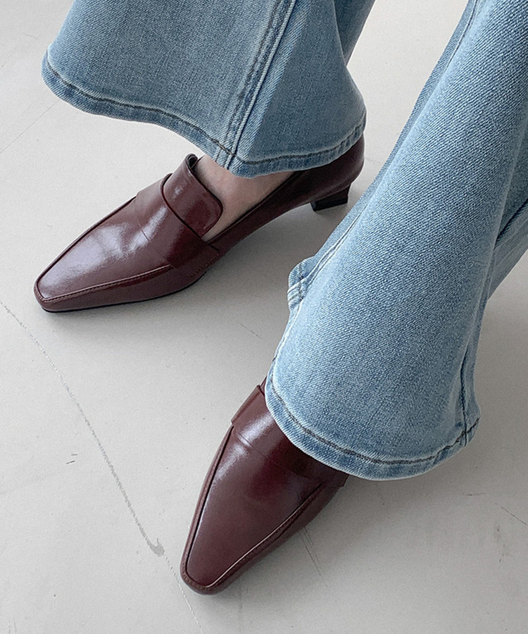 レザーローファーヒール BROWN