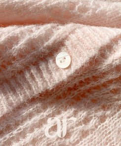 (ソフトタッチ／華奢ムード)   パンチング ウール ニットカーディガン   PINK