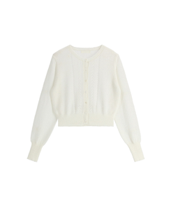 (ソフトタッチ／華奢ムード)   パンチング ウール ニットカーディガン