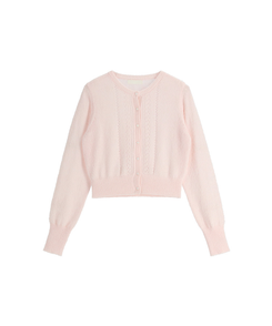 (ソフトタッチ／華奢ムード)   パンチング ウール ニットカーディガン