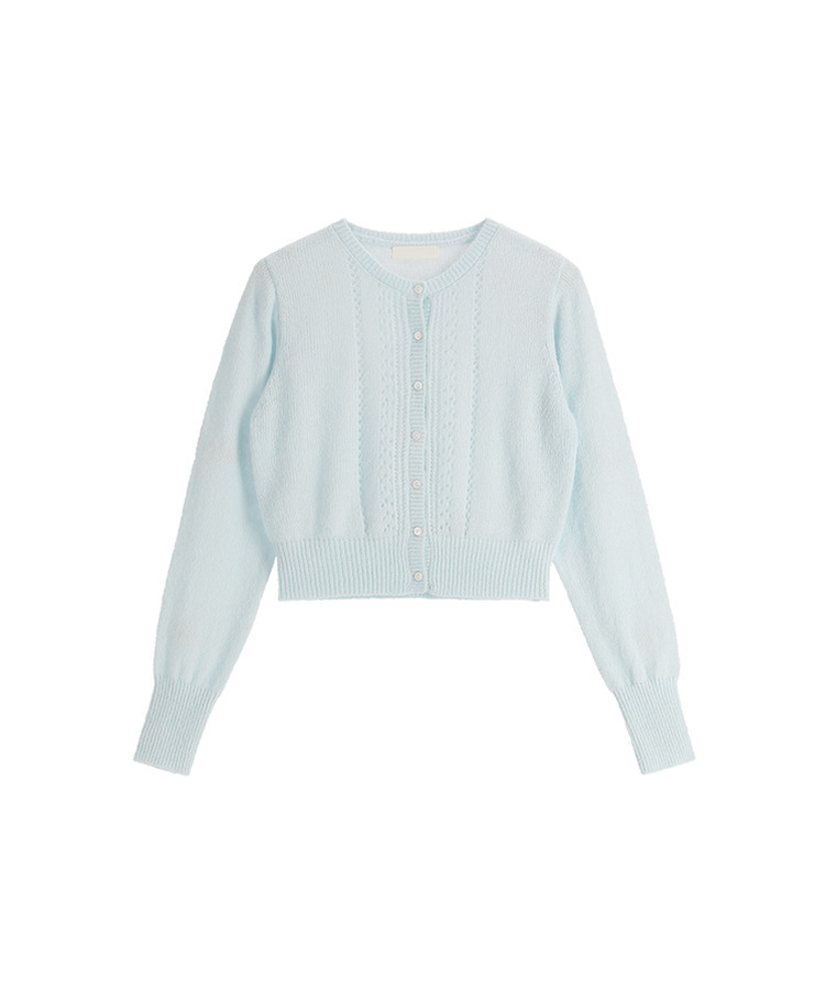 (ソフトタッチ／華奢ムード)   パンチング ウール ニットカーディガン