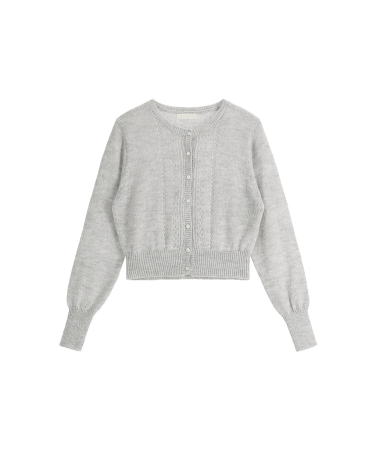 (ソフトタッチ／華奢ムード)   パンチング ウール ニットカーディガン