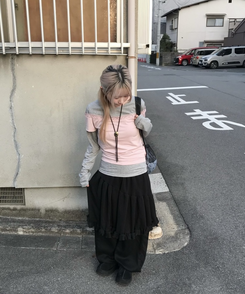 レイヤード風デザイントップス PINK