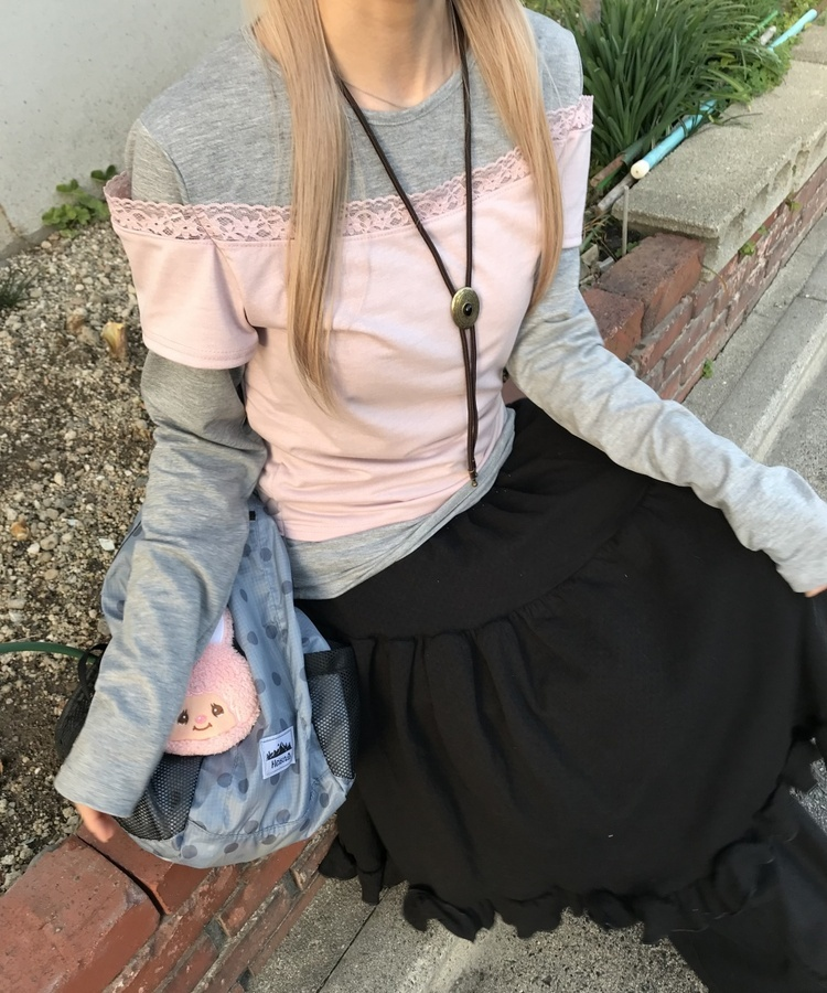 レイヤード風デザイントップス PINK