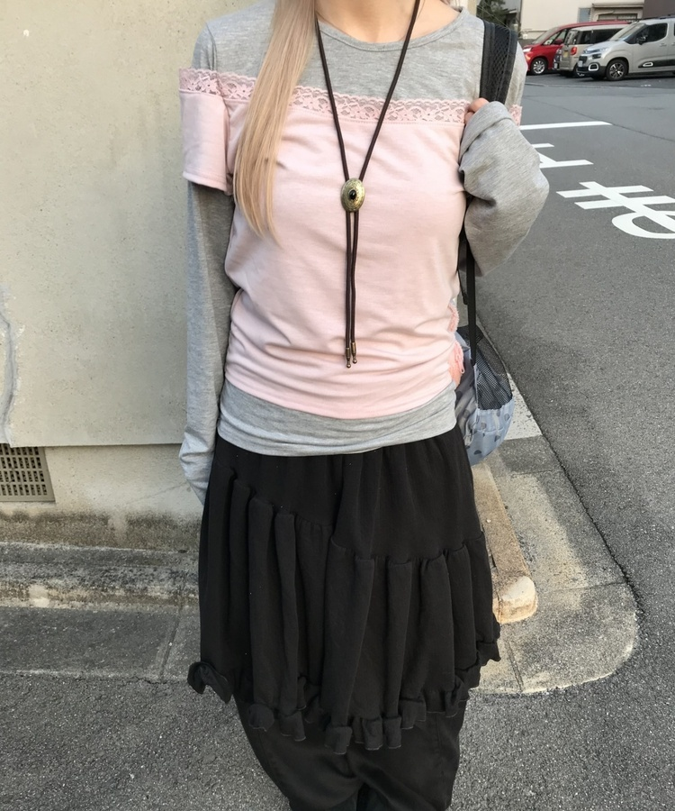レイヤード風デザイントップス PINK