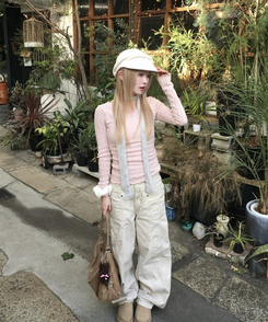 펀칭 그물니트 핑크