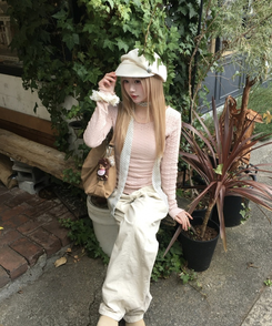 펀칭 그물니트 핑크