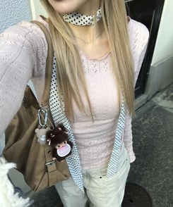 펀칭 그물니트 핑크