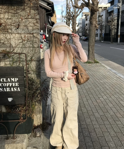 펀칭 그물니트 핑크