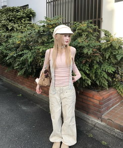 펀칭 그물니트 핑크