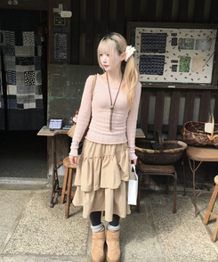 펀칭 그물니트 핑크