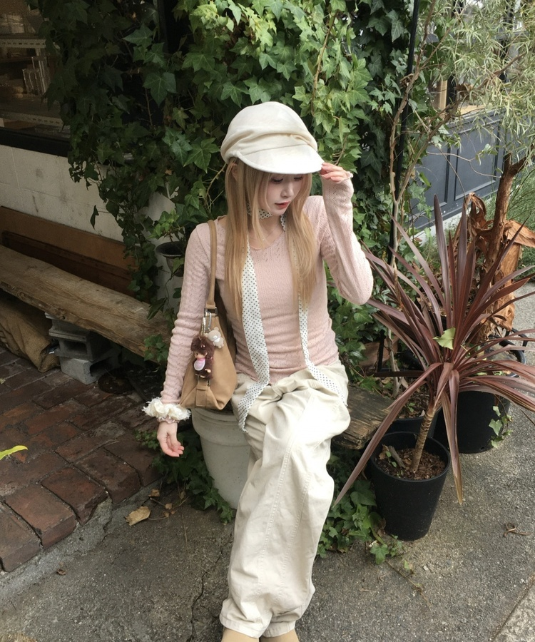 펀칭 그물니트 핑크