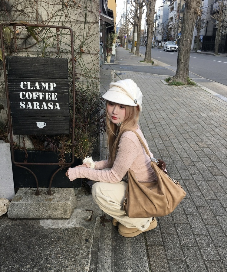 펀칭 그물니트 핑크