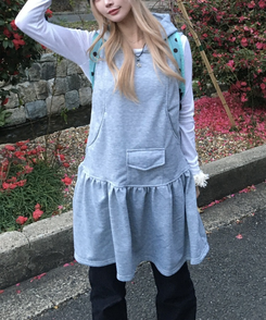 후드 포켓 원피스 그레이