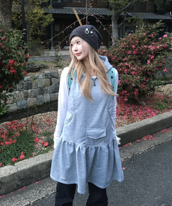 후드 포켓 원피스 그레이