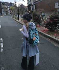 후드 포켓 원피스 그레이