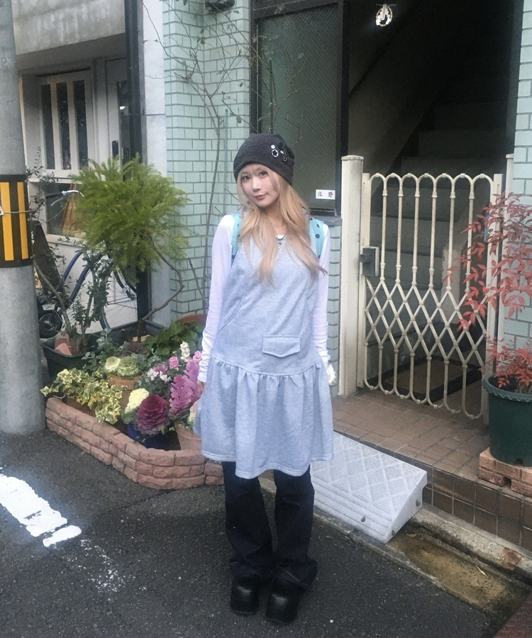 후드 포켓 원피스 그레이