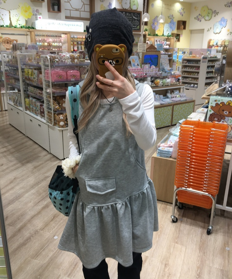 후드 포켓 원피스 그레이