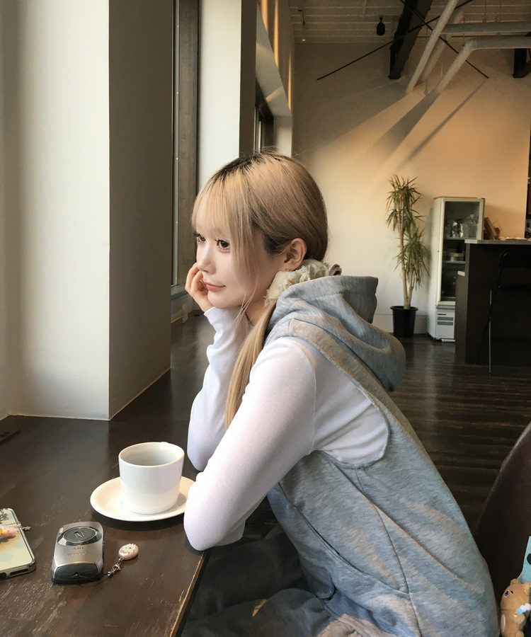 후드 포켓 원피스 그레이