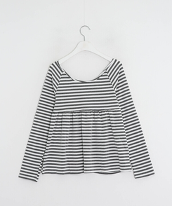 オフショルストライプリボンＴシャツ