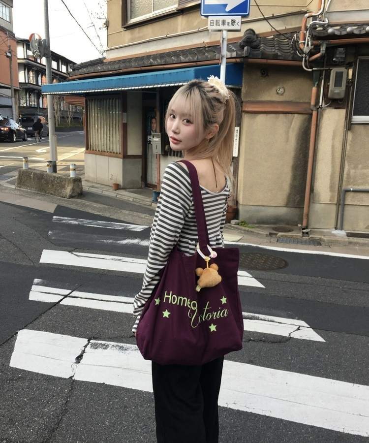 オフショルストライプリボンＴシャツ LIGHT GRAY