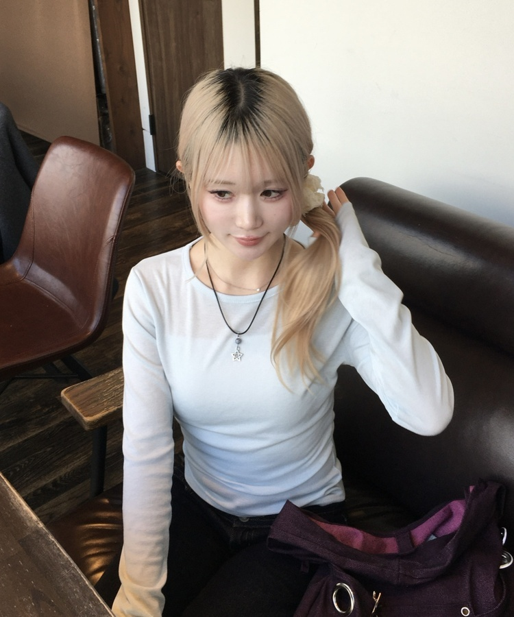 レイヤード無地トップス SKY BLUE