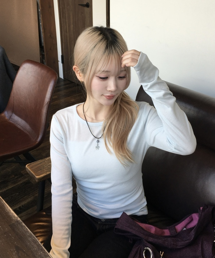 レイヤード無地トップス SKY BLUE