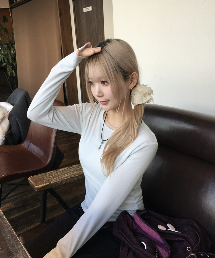 レイヤード無地トップス SKY BLUE