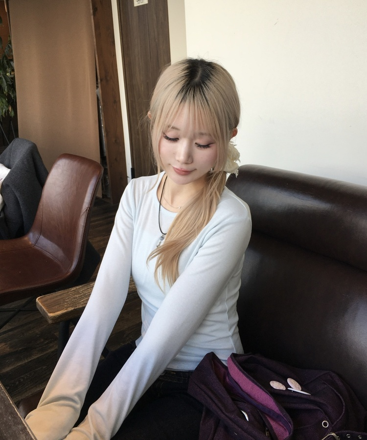 レイヤード無地トップス SKY BLUE