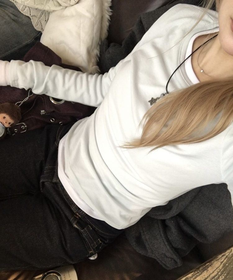 レイヤード無地トップス SKY BLUE