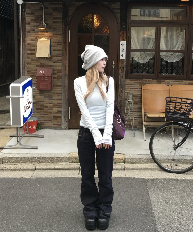 レイヤード無地トップス SKY BLUE