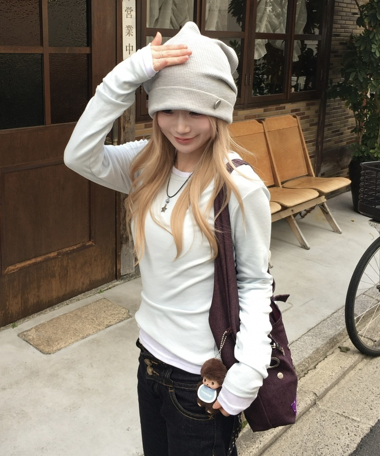 レイヤード無地トップス WHITE