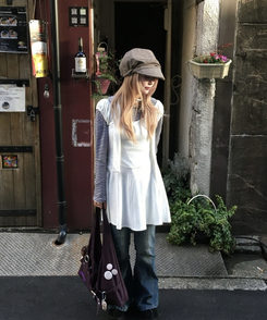 【머플러 포함】플레어 원피스 아이보리