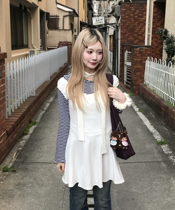 【머플러 포함】플레어 원피스 아이보리