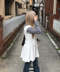 【머플러 포함】플레어 원피스 아이보리