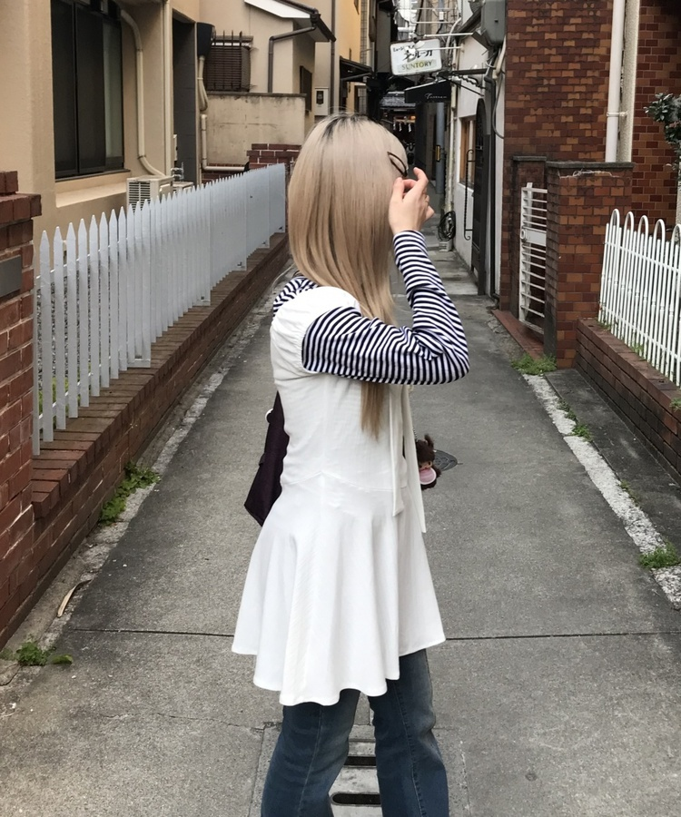 【머플러 포함】플레어 원피스 아이보리