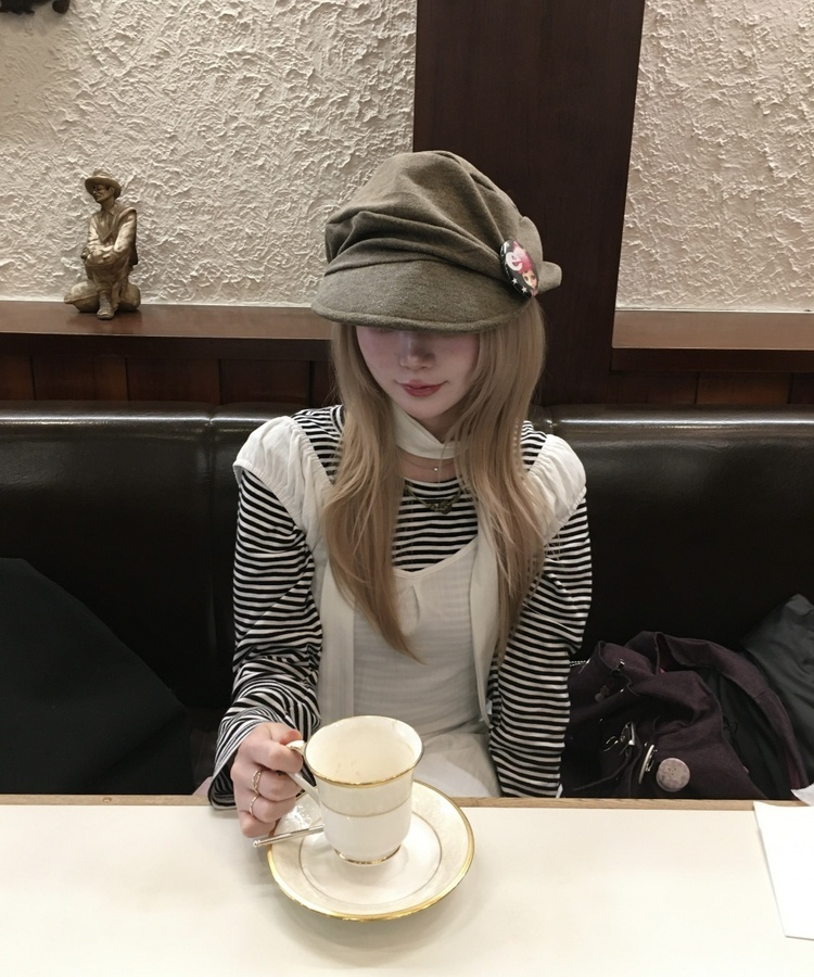 【머플러 포함】플레어 원피스 아이보리