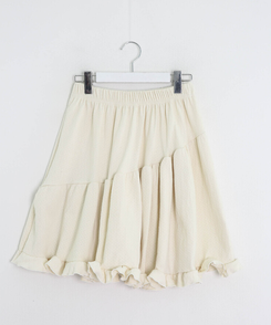 프릴 언밸런스 미디스커트