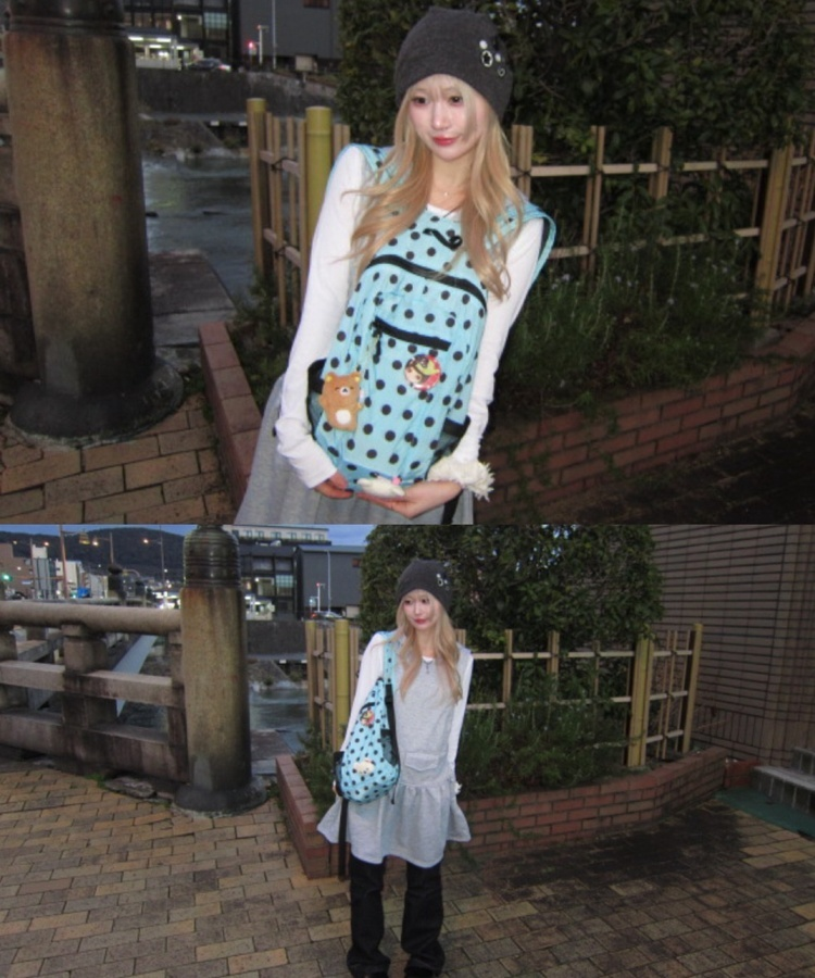 도트 무늬 캐주얼 백팩 소라