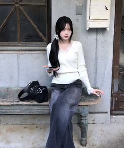 サイドウォッシュストレートデニム BLACK DENIM