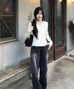 サイドウォッシュストレートデニム BLACK DENIM