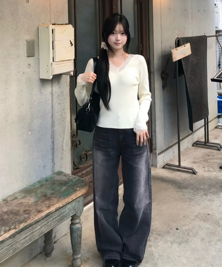サイドウォッシュストレートデニム BLACK DENIM