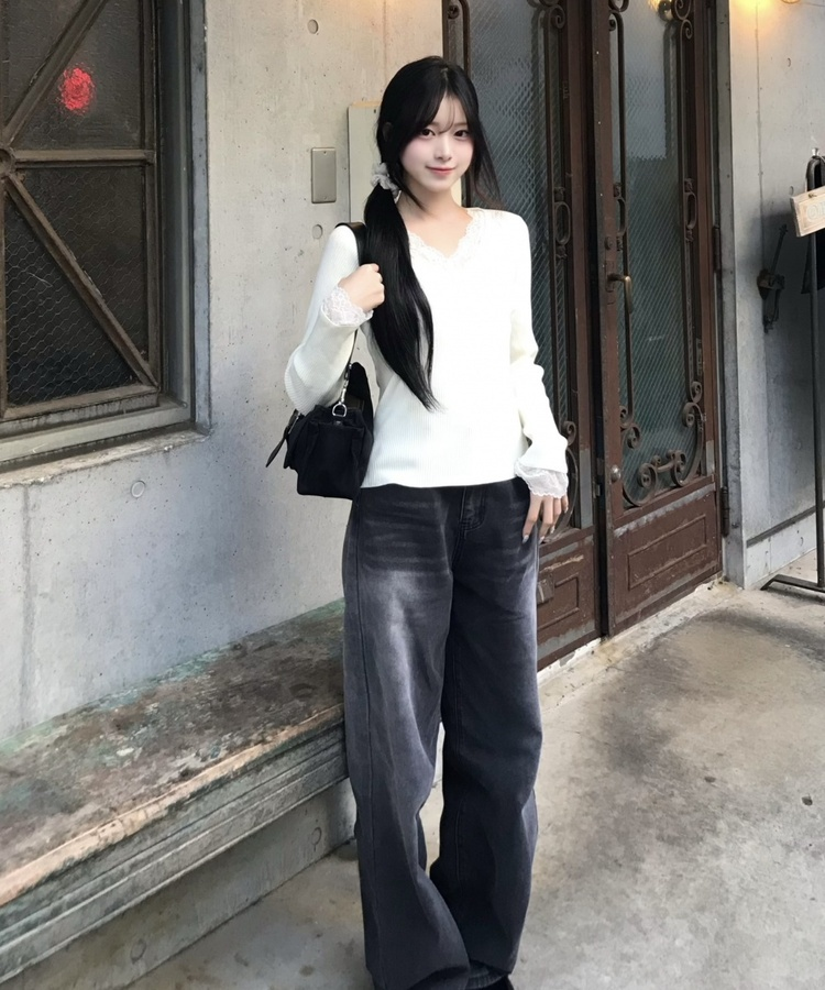 サイドウォッシュストレートデニム BLACK DENIM