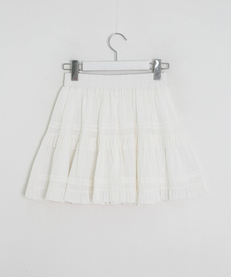 パンチングレースティアードミニスカート