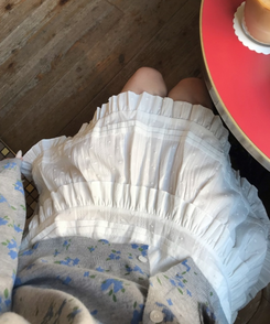 パンチングレースティアードミニスカート IVORY